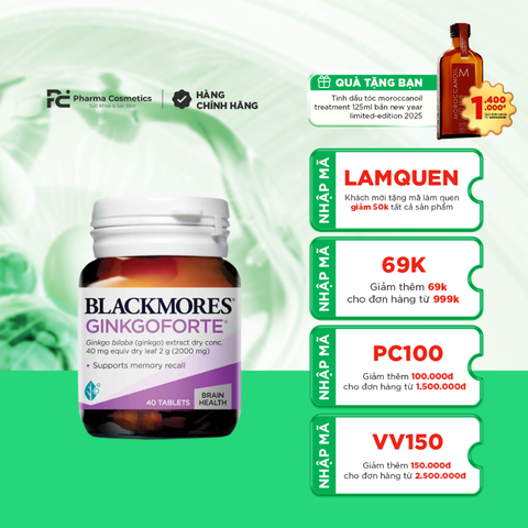 BLACKMORES GINKGOFORTE / VIÊN UỐNG TĂNG CƯỜNG TRÍ NHỚ, TẬP TRUNG