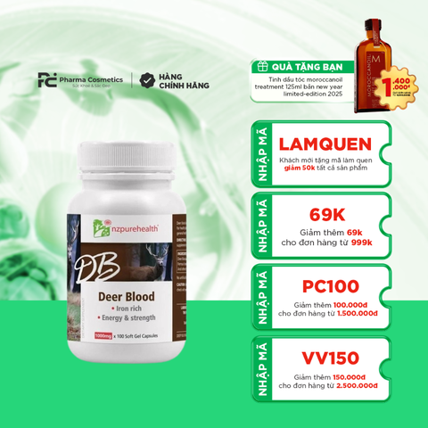 NZ PURE HEALTH DEER BLOOD / VIÊN UỐNG BỔ MÁU, BỔ SẮT MÁU HƯƠU