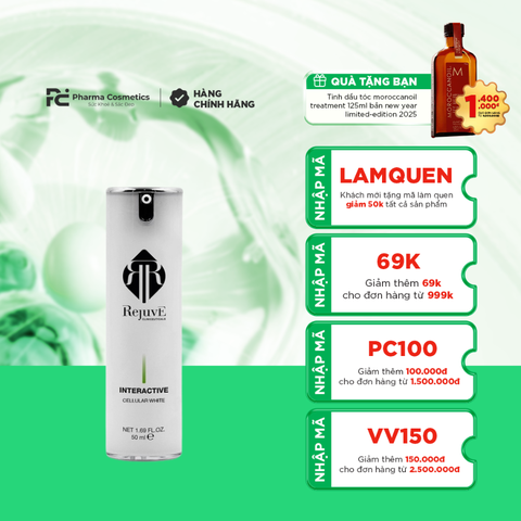 REJUVE INTERACTIVE CELLULAR WHITE (50ML)/ TINH CHẤT TRẮNG SÁNG, MỜ NÁM VÀ ỨC CHẾ HÌNH THÀNH NÁM REJUVE INTERACTIVE CELLULAR WHITE (50ML)