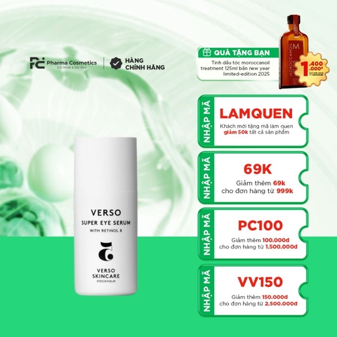 VERSO SUPER EYE SERUM / TINH CHẤT RETINOL 8 PHỤC HỒI NĂNG LƯỢNG VÀ TRẺ HÓA CHO MẮT ( THUẦN CHAY)