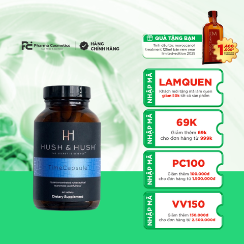 HUSH & HUSH TimeCapsule/ Viên Uống Tổng Thể Lão Hóa- Mờ Nám- Chống Nắng- Cấp Ẩm