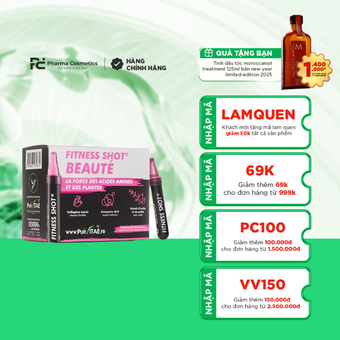 PUR VITAE FITNESS SHOT BEAUTE / THỰC PHẨM BỔ SUNG COLLAGEN LÀM ĐẸP ( 32 ỐNG)