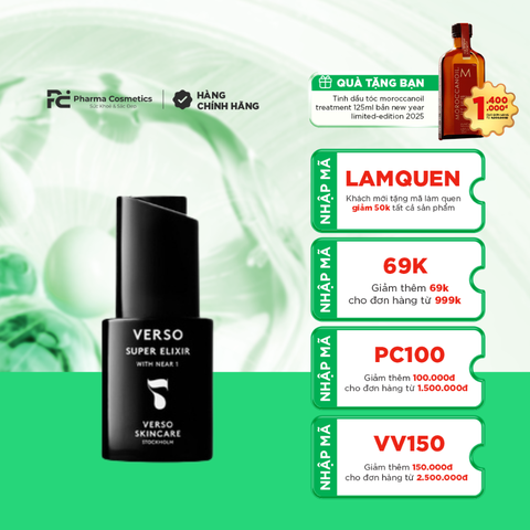 VERSO SUPER ELIXIR / DẦU DƯỠNG TOÀN NĂNG GIÚP LÀM SÁNG KHỎE VÀ TRẺ HÓA DA TOÀN DIỆN ( THUẦN CHAY)