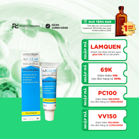 AZCLEAR ACTION AZELAIC ACID 20% 25g / KEM DƯỠNG GIẢM MỤN, MỜ THÂM