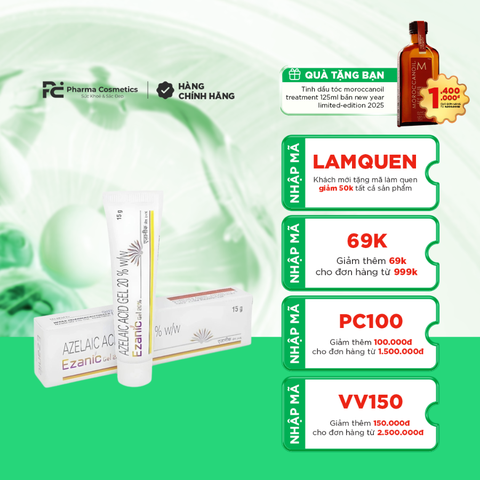 EZANIC GEL 20% AZELAIC ACID 15g / GEL TRỊ MỤN GIẢM THÂM