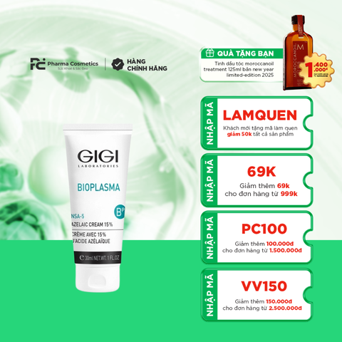 GIGI BIOPLASMA 15% AZELAIC CREAM / KEM BÔI GIÚP GIẢM MỤN, KHÁNG VIÊM, MỜ THÂM 