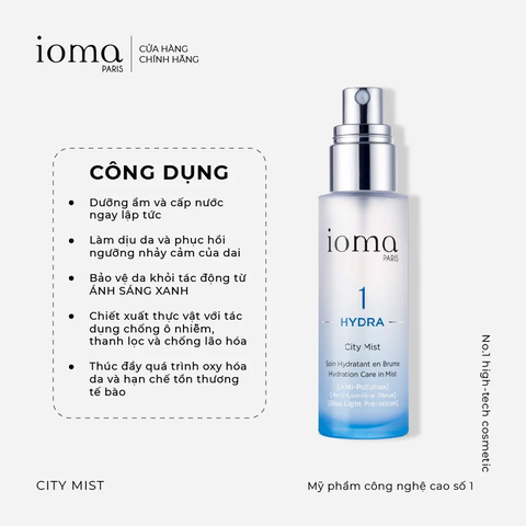 IOMA PARIS CITY MIST / SERUM DẠNG XỊT CHỐNG ÁNH SÁNG XANH, CẤP ẨM CHO DA