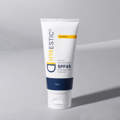 HYAESTIC MINERAL & NON-NANO PARTICLE BROAD SPECTRUM SUNSCREEN SPF 45: Kem Chống Nắng Dưỡng Ẩm Ngăn Ngừa Tổn Thương