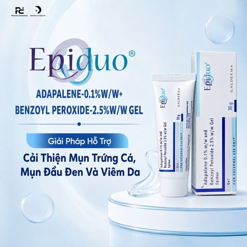 Epiduo ADAPALENE-0.1%W/W+BENZOYL PEROXIDE-2.5%W/W gel: Giải Pháp Hỗ Trợ Cải Thiện Mụn Trứng Cá, Mụn Đầu Đen Và Viêm Da Chuyên Sâu