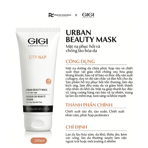 GIGI CITY NAP URBAN BEAUTY MASK / MẶT NẠ CẤP ẨM, CHỐNG OXY HOÁ, SỬA CHỮA VÀ LÀM DỊU TỔN THƯƠNG DA DO TÁC ĐỘNG CỦA MÔI TRƯỜNG