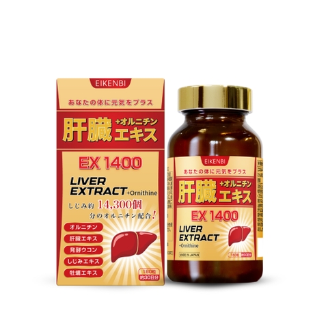 EIKENBI LIVER EXTRACT+ ORNITHINE EX 1400: Viên Uống Bổ Gan, Hỗ Trợ Tái Tạo & Thanh Lọc Cơ Thể