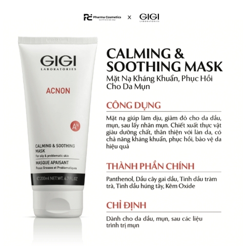 GIGI ACNON CALMING & SOOTHING MASK / MẶT NẠ KHÁNG KHUẨN VÀ PHỤC HỒI CHO DA DẦU, MỤN 
