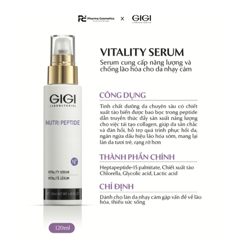 GIGI NUTRI PEPTIDE VITALITY SERUM / SERUM CUNG CẤP NĂNG LƯỢNG VÀ TRẺ HOÁ DA CHO DA NHẠY CẢM 120ml