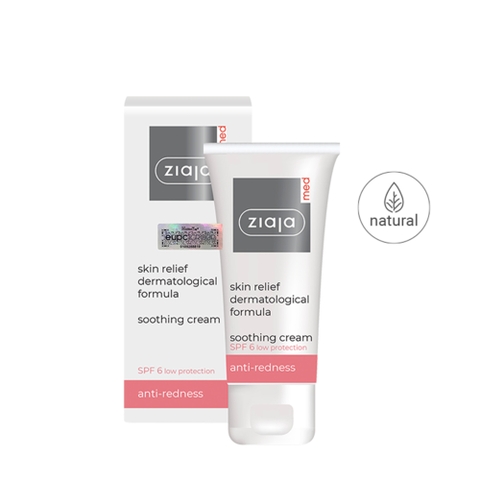 Ziaja Med Skin Relief Dermatological Formula Soothing Cream Anti- Redness 50ml – Kem Dịu Nhẹ Da Mẩn Đỏ & Phục Hồi Da Giãn Mao Mạch