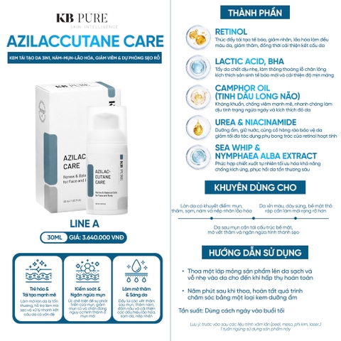 KB PURE AZILACCUTANE CARE: Kem Tái Tạo Da Đa Năng Cho Làn Da Nám, Mụn & Lão Hóa