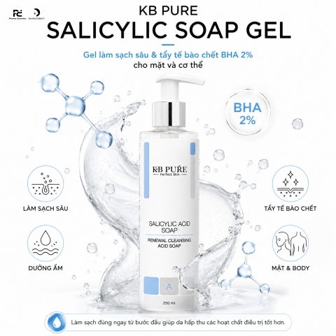 KB PURE SALICYLIC SOAP GEL: TẨY TẾ BÀO CHẾT BHA DẠNG RỬA TRÔI