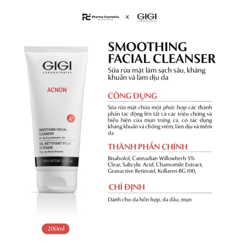 GIGI ACNON SMOOTHING FACIAL CLEANSER / SỮA RỬA MẶT LÀM SẠCH SÂU, KHÁNG KHUẨN VÀ LÀM DỊU DÀNH CHO DA DẦU, MỤN, NHẠY CẢM 
