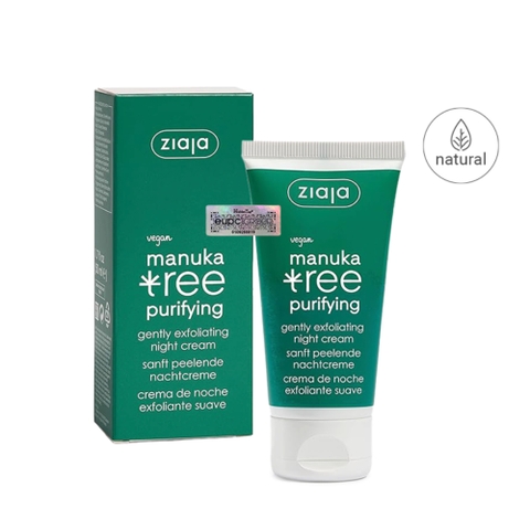 Ziaja Manuka Tree Purifying Gently Exfoliating Night Cream 50ml – Kem Đêm Kiềm Dầu, Giảm Mụn & Tái Tạo Da Mịn Màng