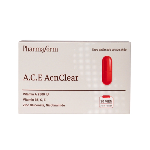 PHARMAFORM A.C.E ACNLEAR: Viên Uống Hỗ Trợ Giảm Mụn, Kiềm Dầu & Chống Lão Hóa