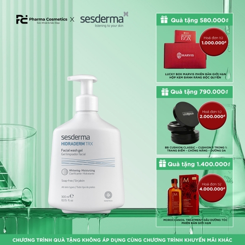 SESDERMA HIDRADERM TRX FACIAL WASH GEL: Sữa Rửa Mặt Dạng Gel - Làm Sáng Da, Phục Hồi Hàng Rào Bảo Vệ