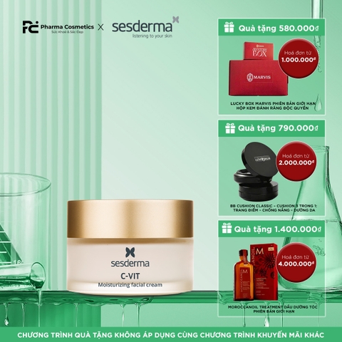 SESDERMA C-VIT MOISTURIZING FACIAL CREAM: Kem Dưỡng Ẩm Vitamin C - Chống Oxy Hóa, Giảm Nhăn & Làm Sáng Da Tối Ưu