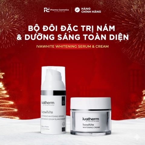 BỘ ĐÔI IVAWHITE WHITENING: Giải Pháp Đặc Trị Nám & Dưỡng Sáng Toàn Diện – Công Nghệ Tác Động Kép