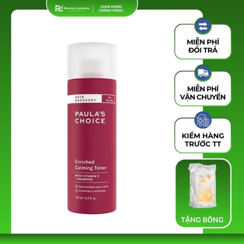 PAULA'S CHOICE SKIN RECOVERY ENRICHED CALMING TONER: Nước Cân Bằng & Phục Hồi Độ Ẩm Chuyên Sâu Cho Làn Da Khô Nhạy Cảm