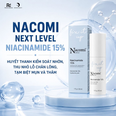 NACOMI NEXT LEVEL NIACINAMIDE 15% / HUYẾT THANH KIỂM SOÁT NHỜN, THU NHỎ LỖ CHÂN LÔNG, TẠM BIỆT MỤN VÀ THÂM