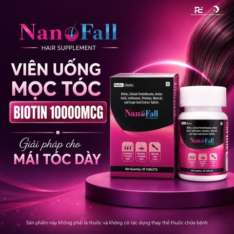 Nanofall Hair Supplement: Viên Uống Mọc Tóc Bản Cải Tiến Với Biotin 10000mcg – Giải Pháp Cho Mái Tóc Dày Khỏe