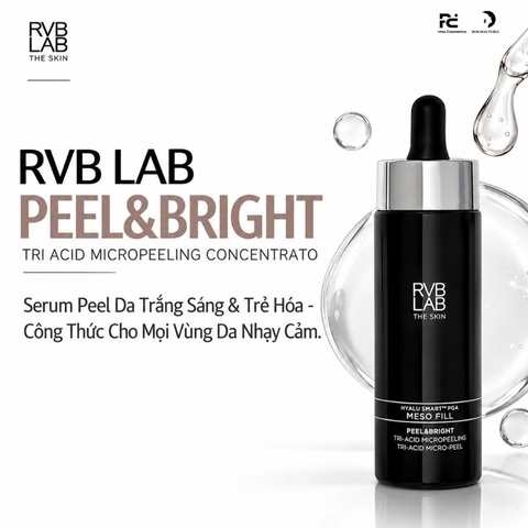 RVB LAB PEEL&BRIGHT TRI ACID MICROPEELING CONCENTRATO: Serum Peel Da Trắng Sáng & Trẻ Hóa - Công Thức Đa Axit Cho Mọi Vùng Da Nhạy Cảm