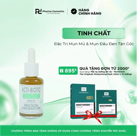 ERICSON LABORATOIRE ACTI-BIOTIC WHITE SPOTS SERUM – Giải Pháp Đặc Trị Mụn Mủ & Mụn Đầu Đen Tận Gốc