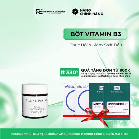 ELAINE PERINE 100% NIACINAMIDE POWDER - Bột Vitamin B3 Tinh Khiết Phục Hồi & Kiểm Soát Dầu