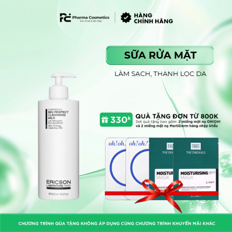 ERICSON LABORATOIRE BIO-RESPECT CLEANSING MILK / SỮA RỬA MẶT TẨY TRANG, LÀM SẠCH, THANH LỌC DA ( 500ML)