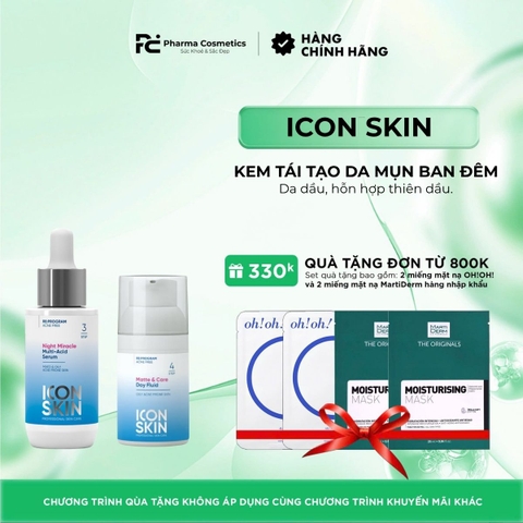 ICON SKIN DUO: Cặp Đôi Đặc Trị Mụn Ngày Đêm - Thanh Lọc & Kiểm Soát Dầu Nhờn Toàn Diện