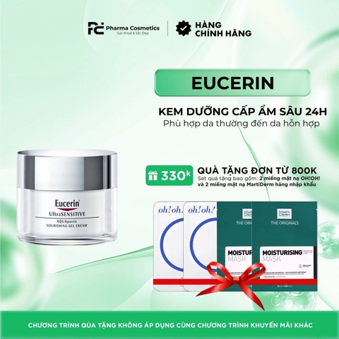 EUCERIN ULTRASENSITIVE AQUAPORIN NOURISHING GEL CREAM: Kem Dưỡng Cấp Ẩm Sâu 24H, Cho Da Thường Đến Da Hỗn Hợp