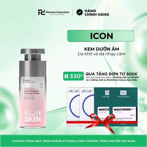ICON SKIN SENSICARE PRE&PROBIOTIC CALMING CREAM / KEM DƯỠNG LẬP TỨC LÀM ẨM LÀN DA KHÔ NHẠY CẢM VÀ PHỤC HỒI HÀNG RÀO BẢO VỆ, NHANH CHÓNG LOẠI BỎ BONG TRÓC 