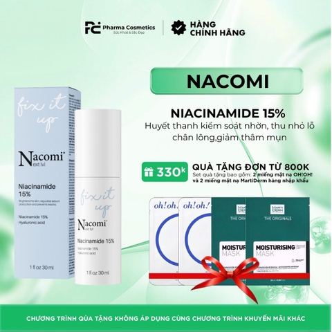 NACOMI NEXT LEVEL NIACINAMIDE 15% / HUYẾT THANH KIỂM SOÁT NHỜN, THU NHỎ LỖ CHÂN LÔNG, TẠM BIỆT MỤN VÀ THÂM