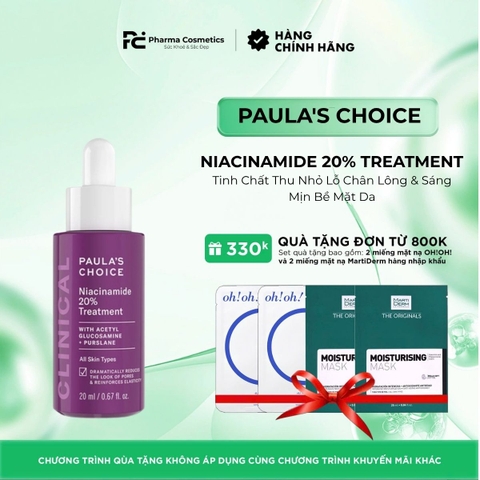PAULA'S CHOICE NIACINAMIDE 20% TREATMENT: Tinh Chất Thu Nhỏ Lỗ Chân Lông & Sáng Mịn Bề Mặt Da