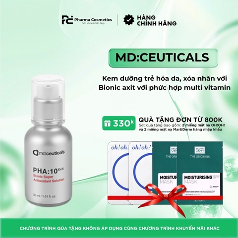 Md:ceuticals PHA:10XVIT BIONIC SUPER ANTIOXI- DANT SOLUTION Kem dưỡng trẻ hóa da, xóa nhăn với Bionic axit với phức hợp multi vitamin