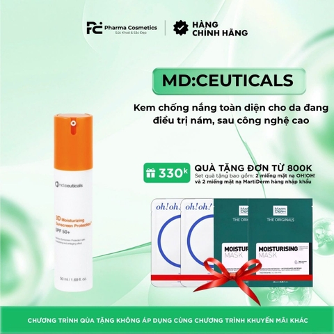 Kem Chống Nắng Md:ceuticals 3D Moisturizing Sunscreen Protection SPF 50+/ Kem chống nắng toàn diện cho da đang điều trị nám, sau công nghệ cao