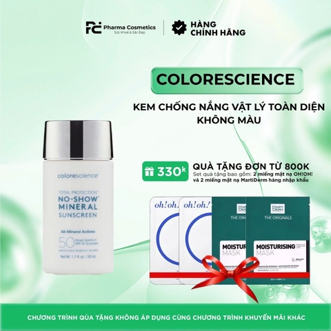 COLORESCIENCE TOTAL PROTECTION NO SHOW SPF50 MINERAL SUNSCREEN / KEM CHỐNG NẮNG VẬT LÝ TOÀN DIỆN KHÔNG MÀU 