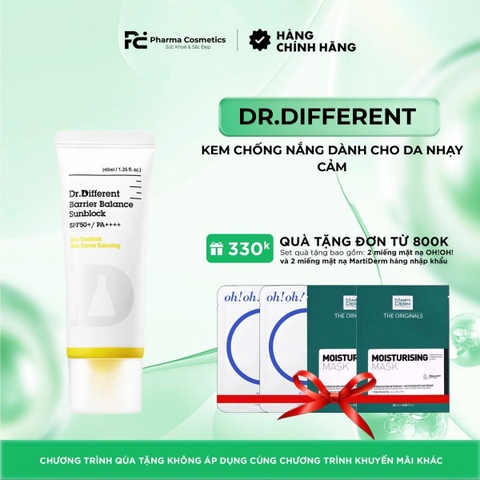 DR.DIFFERENT BARRIER BALANCE SUNBLOCK / KEM CHỐNG NẮNG DÀNH CHO DA NHẠY CẢM
