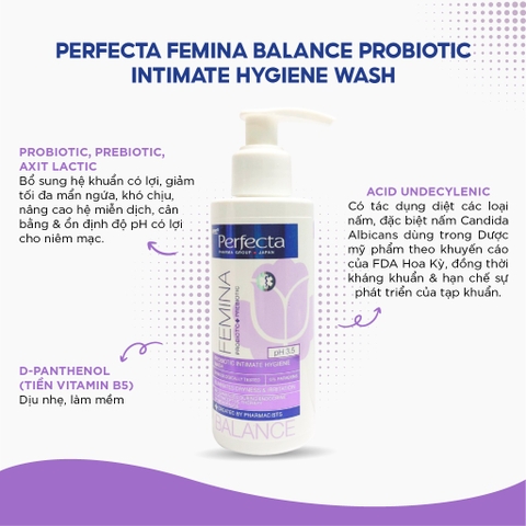 PERFECTA PHARMACY FEMINA BALANCE / DUNG DỊCH VỆ SINH PHỤ NỮ KHÁNG VIÊM, KHỬ MÙI