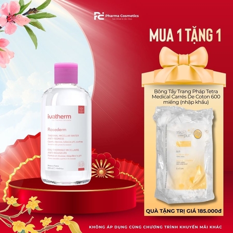 IVATHERM  Rosederm Thermal Micella Water Anti-Redness: Nước Tẩy Trang Làm Dịu & Giảm Đỏ Cho Da Nhạy Cảm