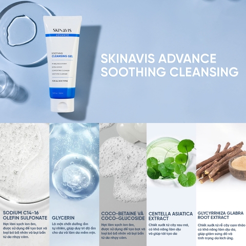 SKINAVIS SOOTHING CLEANSING GEL: Sữa Rửa Mặt Dịu Nhẹ, Cân Bằng pH Cho Làn Da Sạch Khỏe