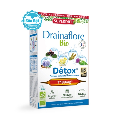SUPERDIET DRAINAFLORE DETOX 5in1 / HỖ TRỢ THẢI ĐỘC NỘI TẠNG VÀ THANH LỌC CƠ THỂ 