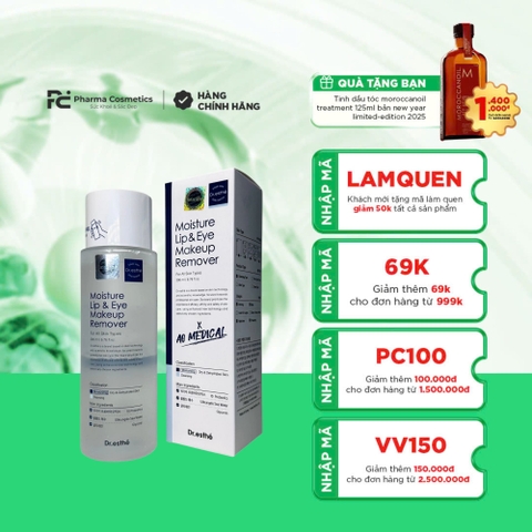 DR.ESTHE MOISTURE LIP & EYE MAKEUP REMOVER: Tẩy Trang Mắt & Môi Dịu Nhẹ, An Toàn Cho Mọi Loại Da