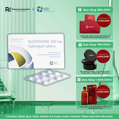 GLUTATHIONE 100MG SUBLINGUAL TABLETS / VIÊN NGẬM CHỐNG OXY HÓA, TRẺ HÓA,TRẮNG DA