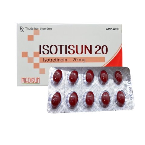 ISOTISUN 20 MEDISUN / THUỐC ĐIỀU TRỊ CÁC DẠNG MỤN TRỨNG CÁ NẶNG, MỤN TRỨNG CÁ DẠNG NANG BỌC 