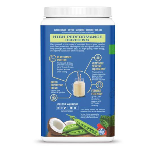 SUNWARRIOR WARRIOR BLEND PLUS GREENS CHOCOLATE / BỘT PROTEIN THỰC VẬT HỮU CƠ THÊM RAU XANH ( SÔ CÔ LA)